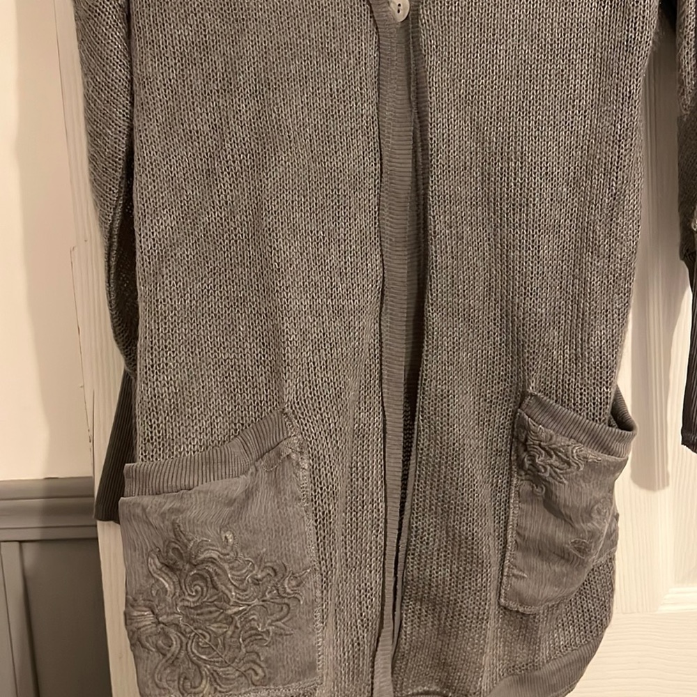 Long grey knit cardigan
